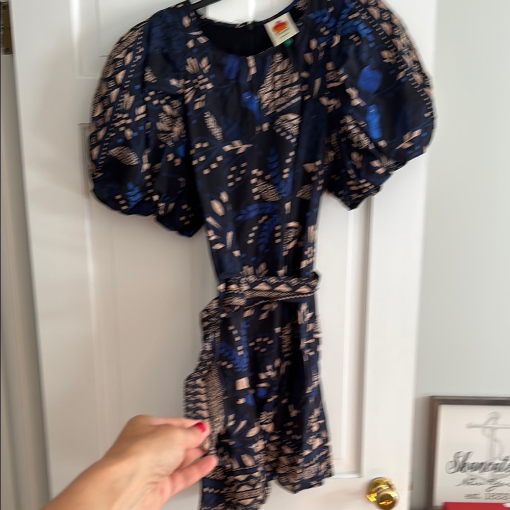FARM Rio Blue and Beige Mini Dress